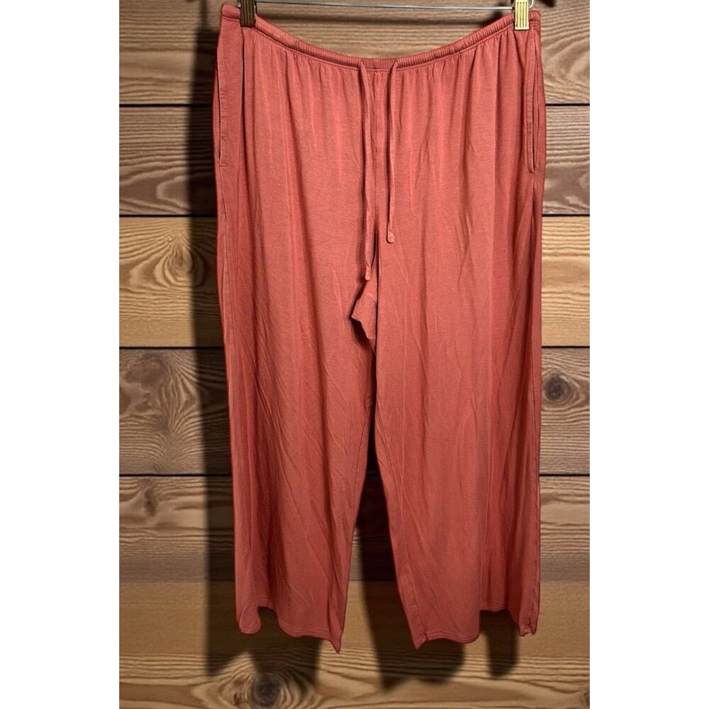 Heavenly By Victoria Secret Pajama Pants Sz L Soft Neutral Rosy Pockets Wide Leg
